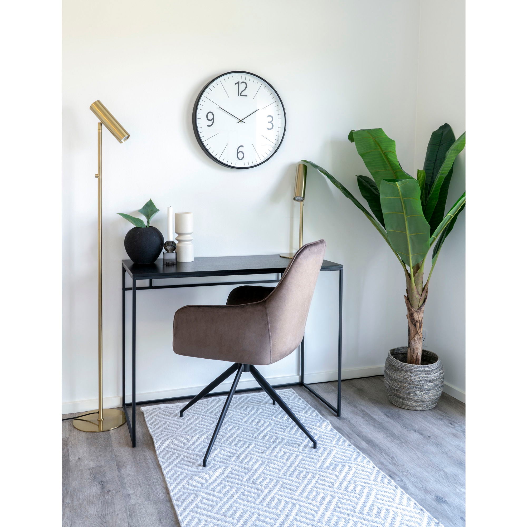 Farbe Biel – Wanduhr, Ø51 cm, schwarz/weiß, lautlos, klassisches Design